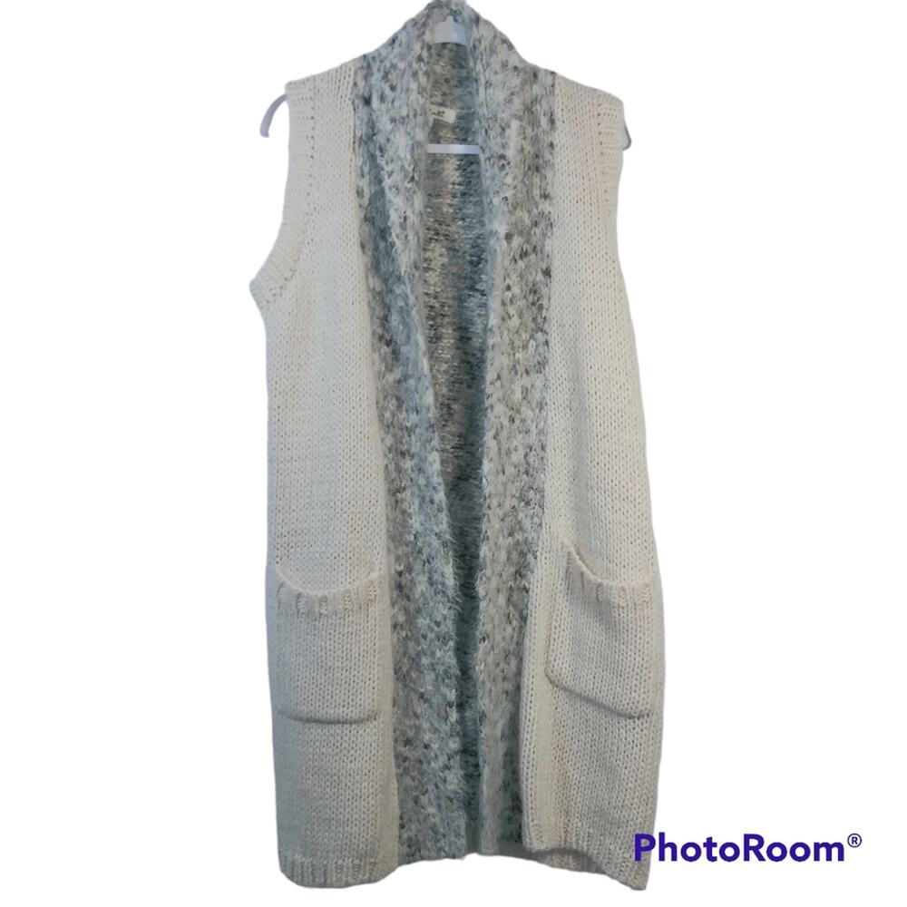 Simply Noelle Long Line Sleeveless Knit Sweater Cardigan Size S/M